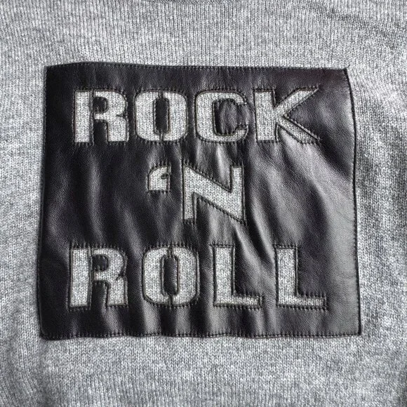 AUTUMN CASHMERE KIDS Rock N Roll Sweater Unisex 8 Leather Gray Merino Wool NWOT - Picture 3 of 8